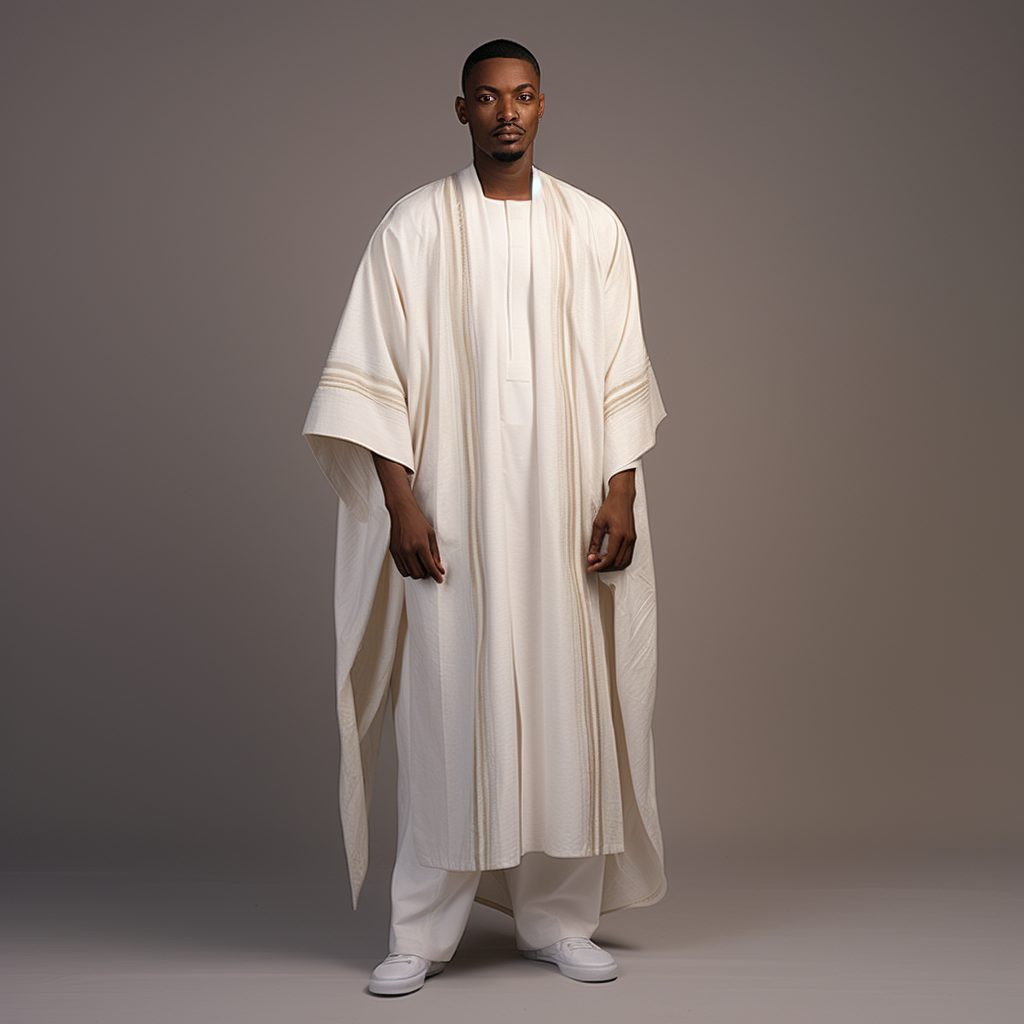 White Embroided Agbada for Men