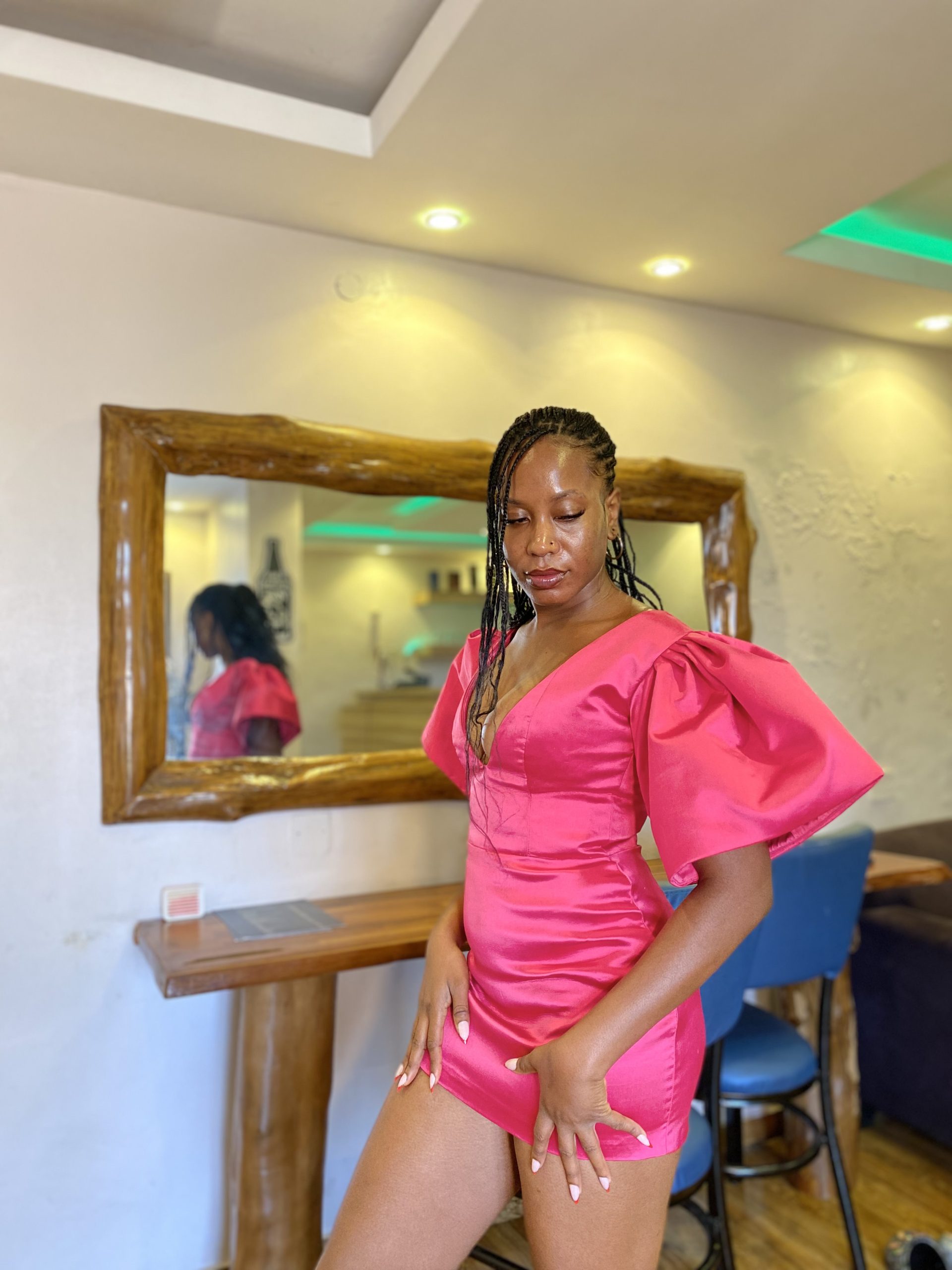 African Lady on pink gown made by fittedng