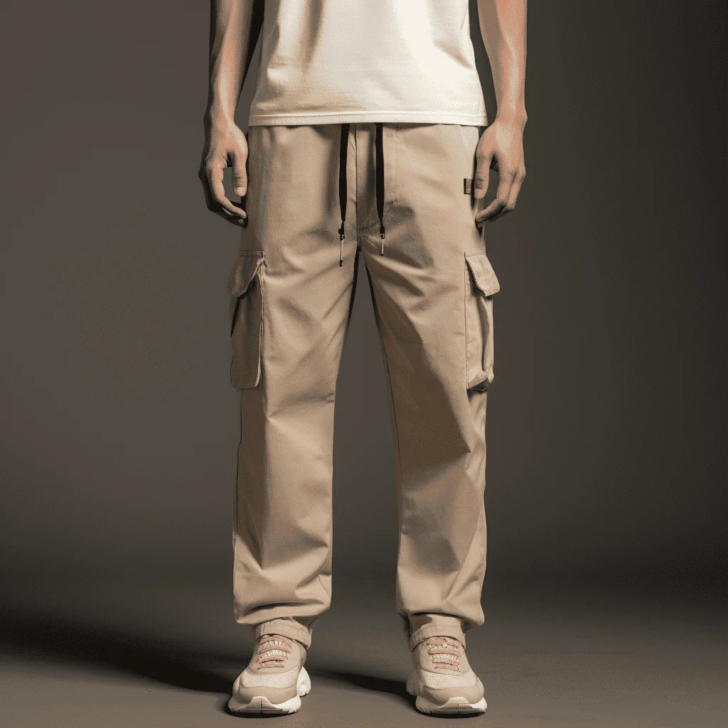 Beige Cargo Pant For Men With Draws