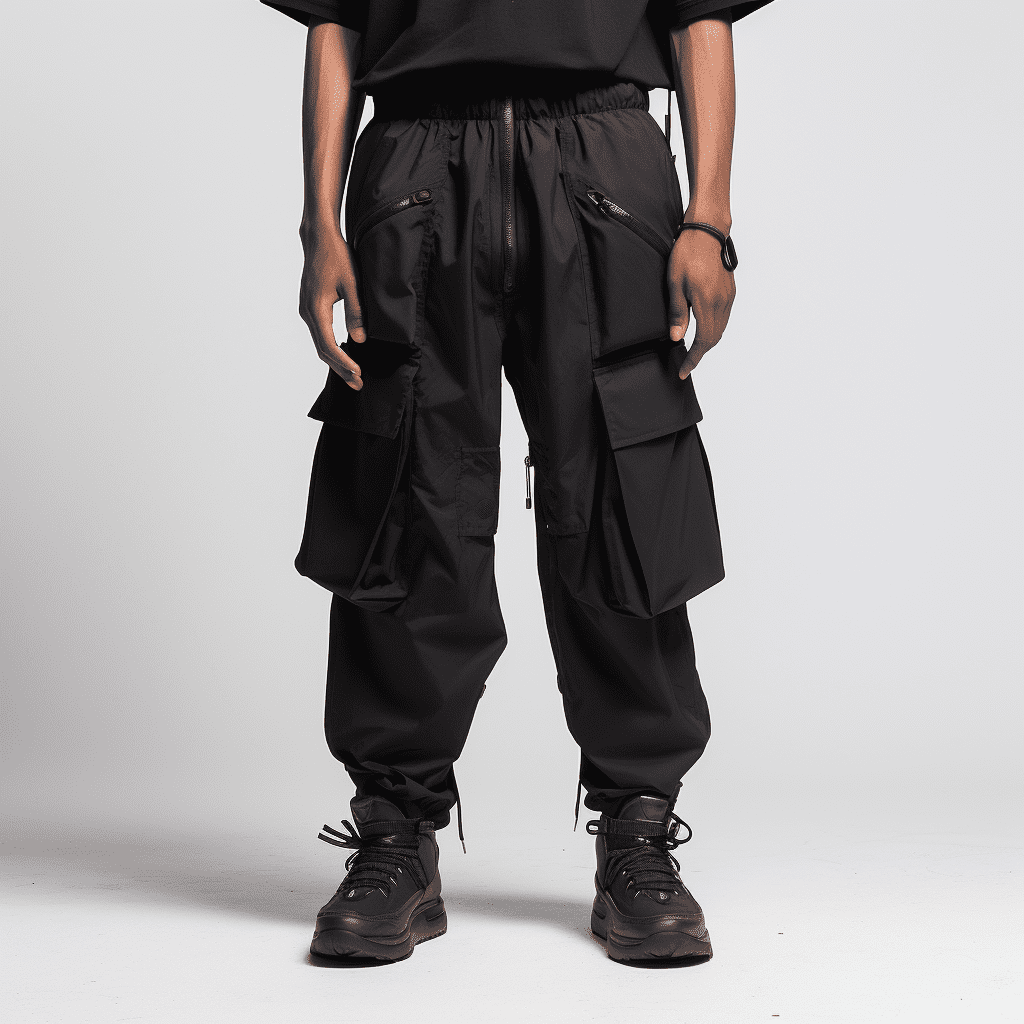 Black Cargo Pant For Men With Multiple Pockets